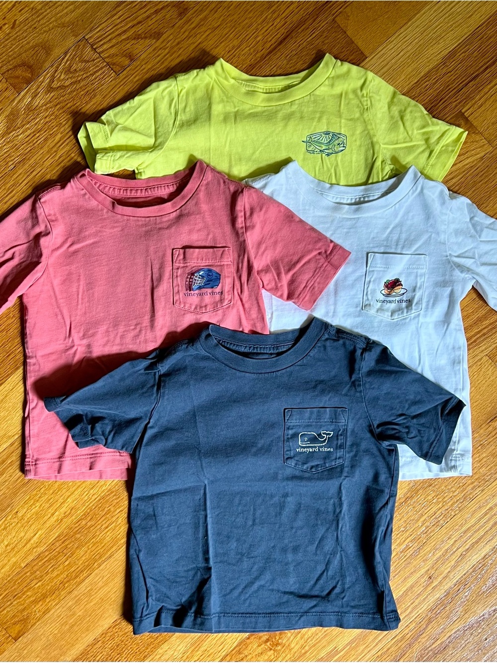 Vineyard Vines Kids Short Sleeve Pocket Tees - Yellow, Pink, White, Navy Bundle